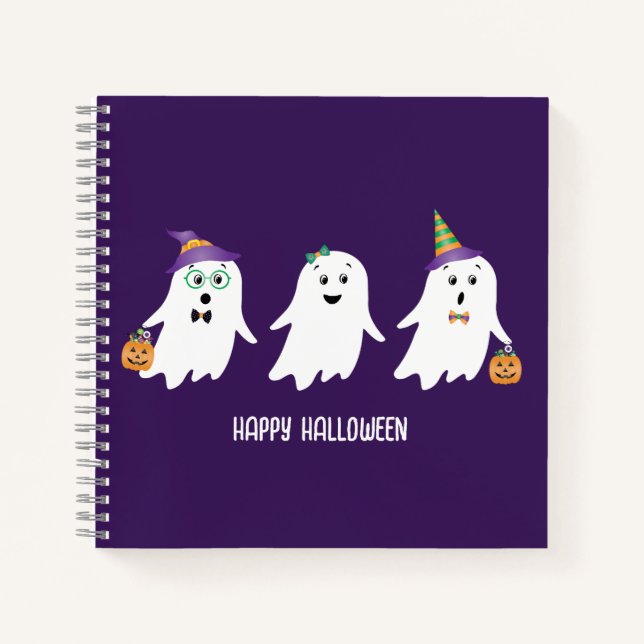 Happy Halloween Ghosts Trick Or Treat Notebook (Front)