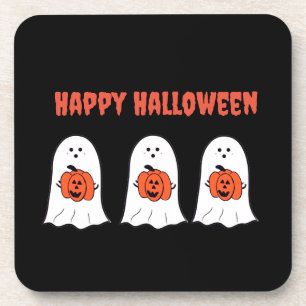 Happy Halloween Ghosts with Jack-o-Lanterns Coaster