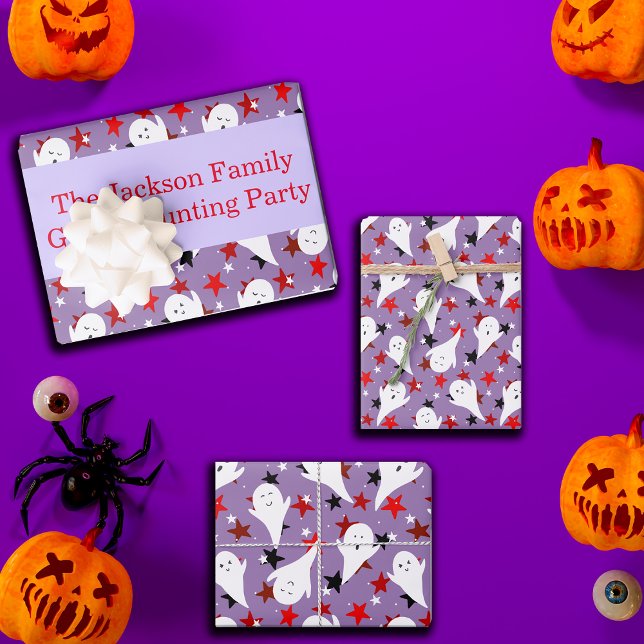 Happy Halloween Ghouls Hunting Party Customise Wrapping Paper Sheet (Creator Uploaded)