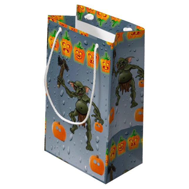 Happy Halloween  Gift Bag, Goblin Small Gift Bag (Back Angled)