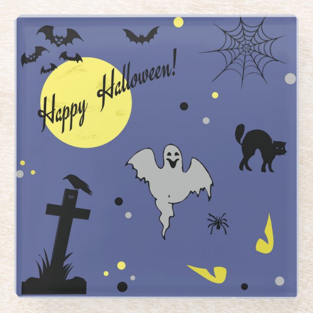 Happy Halloween Glass Coaster (Front)