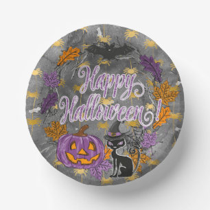 Happy Halloween Glitter and Sparkle Paper Plate