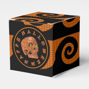 Happy Halloween Glitter Skull Cube Favour Box