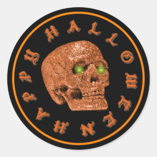Happy Halloween Glitter Skull Stickers