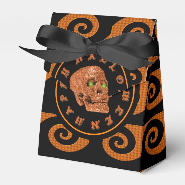 Happy Halloween Glitter Skull Tent Favour Box (Front Side)