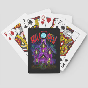 Happy Halloween Glowing Haunted House Playing Card