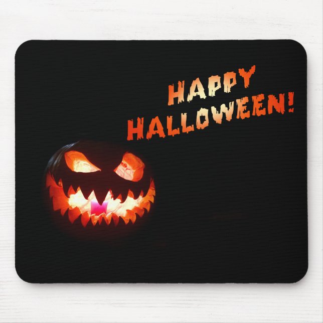 HAPPY HALLOWEEN - Glowing Jack-O-Lantern Mouse Mat (Front)