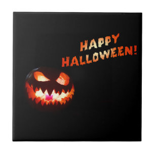 HAPPY HALLOWEEN - Glowing Jack-O-Lantern Tile