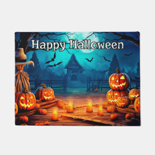 Happy Halloween   Glowing Nefarious Pumpkins Doormat