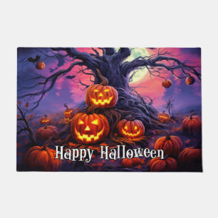 Happy Halloween Glowing Pumpkins Doormat