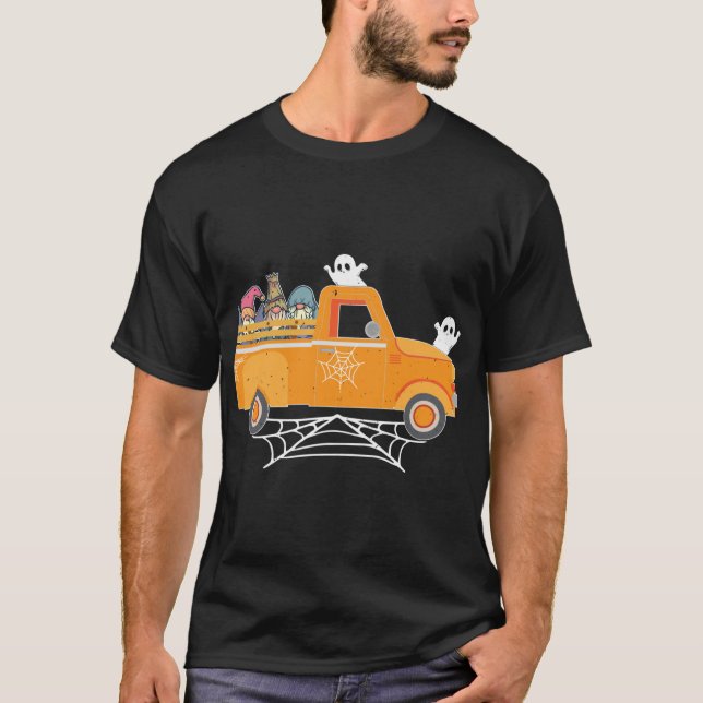 Happy Halloween Gnome Truck Drive Spooky Gnome Cre T-Shirt (Front)
