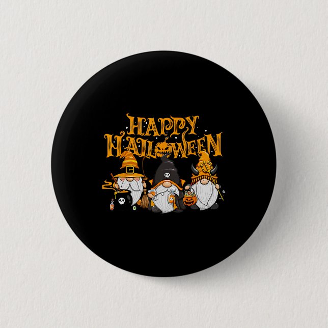 Happy Halloween Gnomes Autumn Pumpkin Fall Holiday 6 Cm Round Badge (Front)