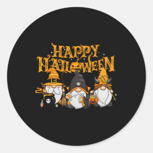 Happy Halloween Gnomes Autumn Pumpkin Fall Holiday Classic Round Sticker
