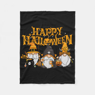 Happy Halloween Gnomes Autumn Pumpkin Fall Holiday Fleece Blanket