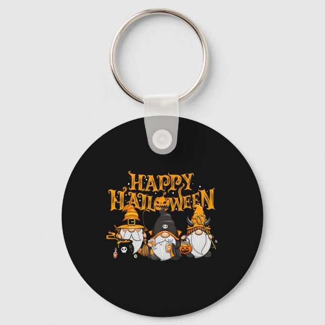 Happy Halloween Gnomes Autumn Pumpkin Fall Holiday Key Ring (Front)