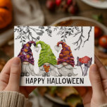 Happy Halloween Gnomes  Postcard<br><div class="desc">This design was created through digital art. It may be personalised by clicking the customise button and changing the colour, adding a name, initials or your favourite words. Contact me at colorflowcreations@gmail.com if you with to have this design on another product. See more of my creations or follow me at...</div>