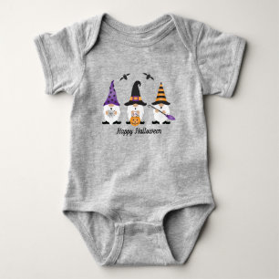 Happy Halloween Gnomes Purple Orange Baby Bodysuit