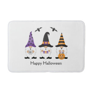 Happy Halloween Gnomes Purple Orange Bath Mat