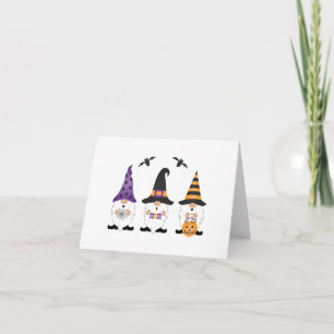 Happy Halloween Gnomes Purple Orange Card
