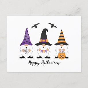 Happy Halloween Gnomes Purple Orange Postcard