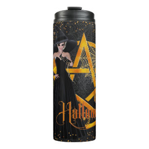 Happy Halloween Golden Pentagram Witch Thermal Tumbler