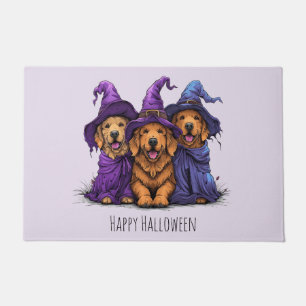 Happy Halloween Golden Retriever Dogs Witches Doormat