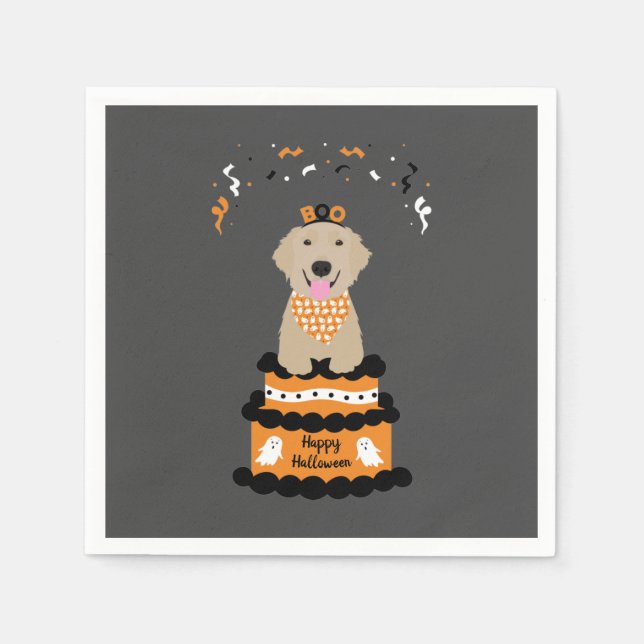 Happy Halloween Golden Retriever Spooky Ghost Boo Napkin (Front)