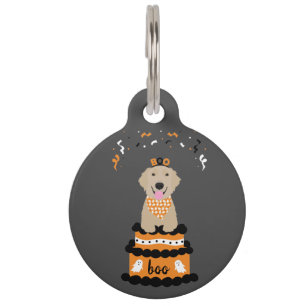 Happy Halloween Golden Retriever Spooky Ghost Boo Pet Tag