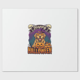 Happy Halloween Golden Retriever Witch Hat Pumpkin Wrapping Paper