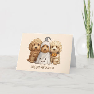 Happy Halloween Goldendoodle Dogs Card