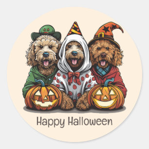 Happy Halloween Goldendoodle Dogs Classic Round Sticker