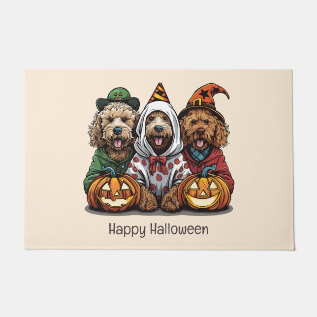 Happy Halloween Goldendoodle Dogs Doormat (Front)