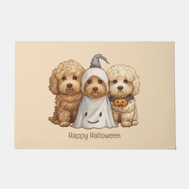 Happy Halloween Goldendoodle Dogs Doormat (Front)