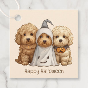 Happy Halloween Goldendoodle Dogs Favour Tags