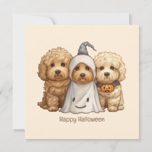 Happy Halloween Goldendoodle Dogs Invitation