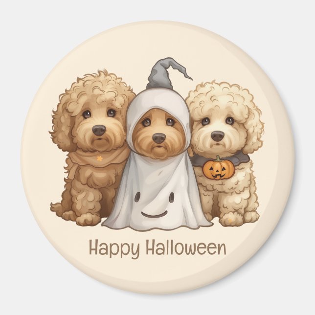 Happy Halloween Goldendoodle Dogs Magnet (Front)