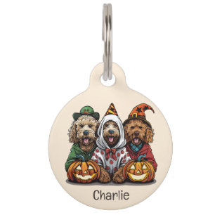 Happy Halloween Goldendoodle Dogs Pet Tag