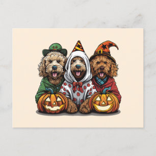 Happy Halloween Goldendoodle Dogs Postcard