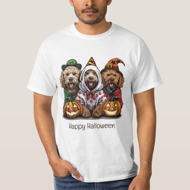 Happy Halloween Goldendoodle Dogs T-Shirt (Front)