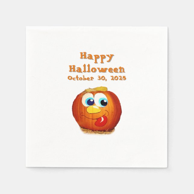 Happy Halloween goofy Jack-O-Lantern Napkin (Front)
