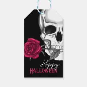 Happy Halloween / Gothic Skull and Roses Gift Tags