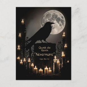 Happy Halloween Gothic The Raven  Holiday Postcard