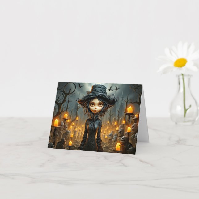 Happy Halloween Gothic Witch Illustration Card (Small Plant)