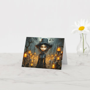 Happy Halloween Gothic Witch Illustration Card