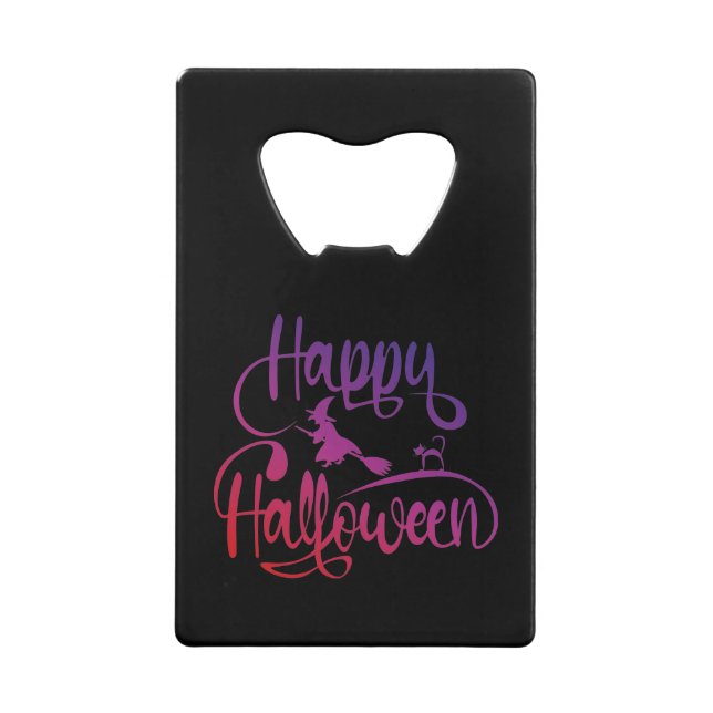 Happy Halloween gradient flying witch cat  (Front)