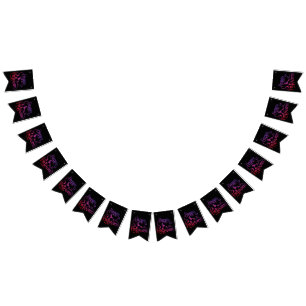 Happy Halloween gradient flying witch cat Bunting