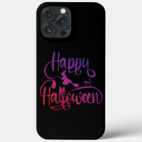 Happy Halloween gradient flying witch cat