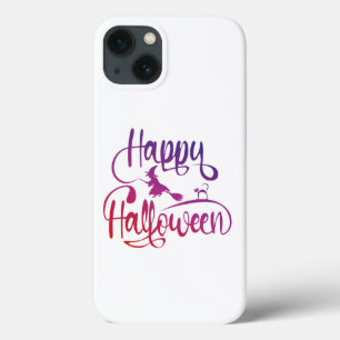 Happy Halloween gradient flying witch cat iPhone 13 Case