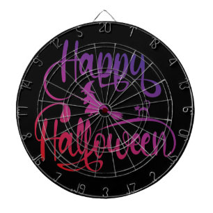 Happy Halloween gradient flying witch cat  Dartboard