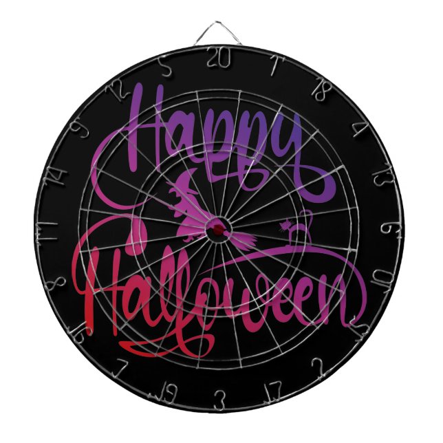 Happy Halloween gradient flying witch cat  Dartboard (Front)
